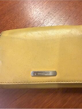 Nine West Yellow Leather Wallet with Metal Logo